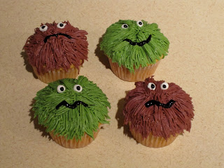 Close up of monster cupcakes