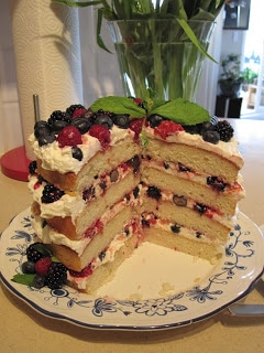 Cross section of a berry layer cake