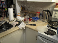 Messy kitchen shot.