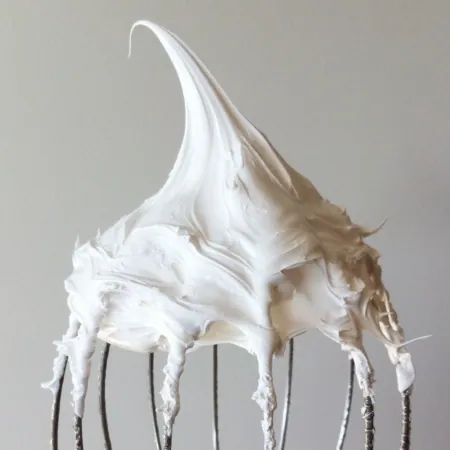 Marshmallow fluff on a whisk.