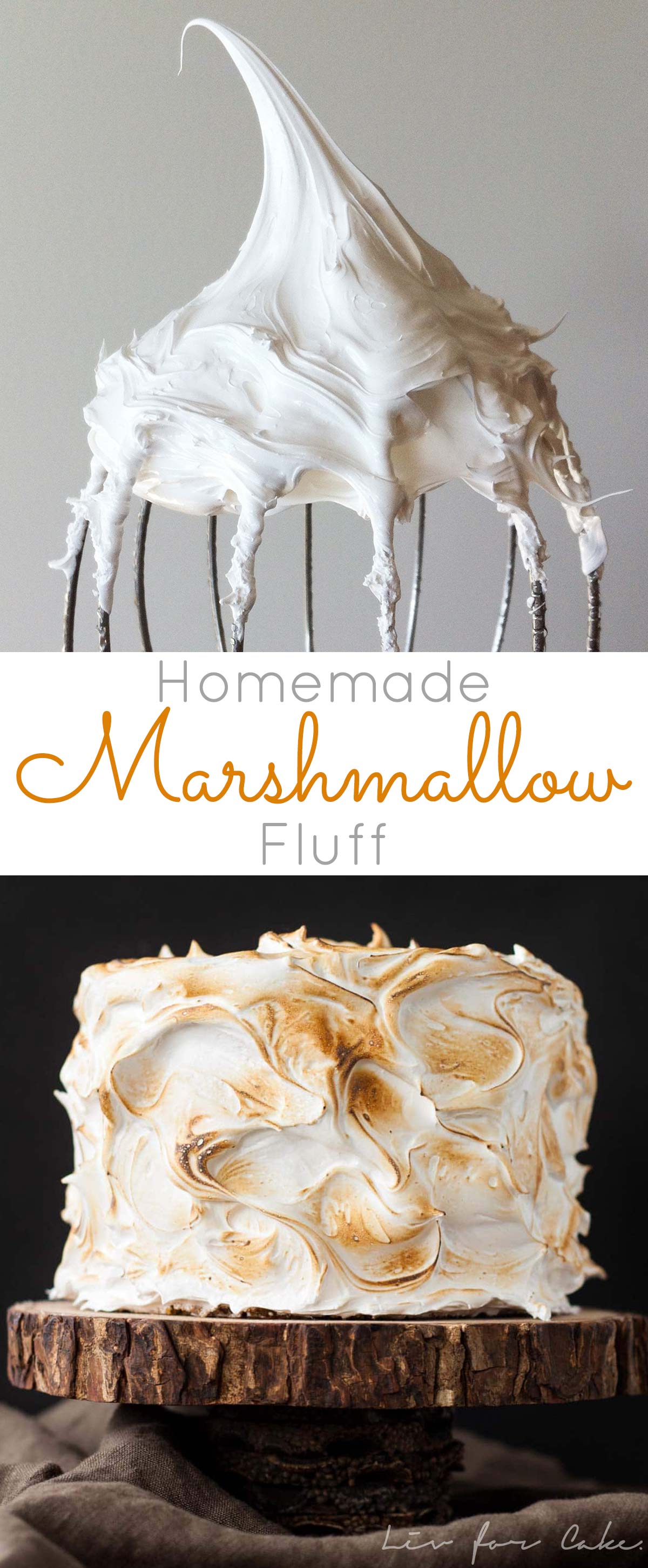 Make your own Marshmallow Fluff at home with a few simple ingredients! Perfect as a filling but works great as a simple frosting too! | livforcake.com