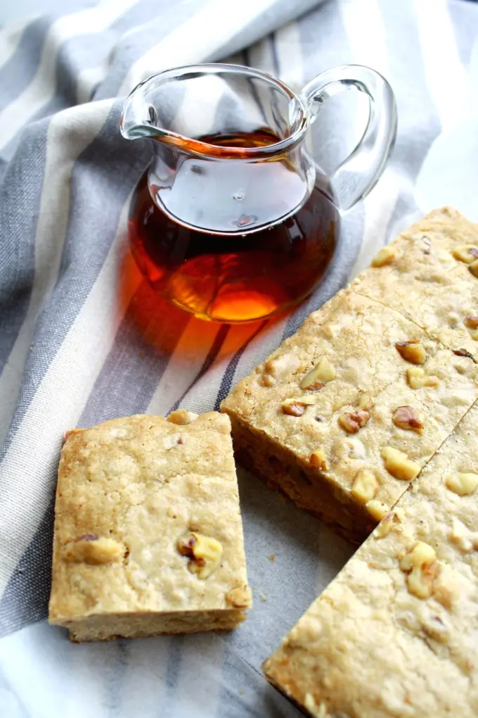 Maple bars with one cut out.