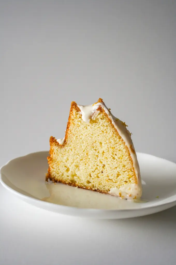 Slice of Meyer lemon bundt cake