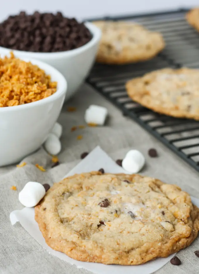 Close up of a cookie.