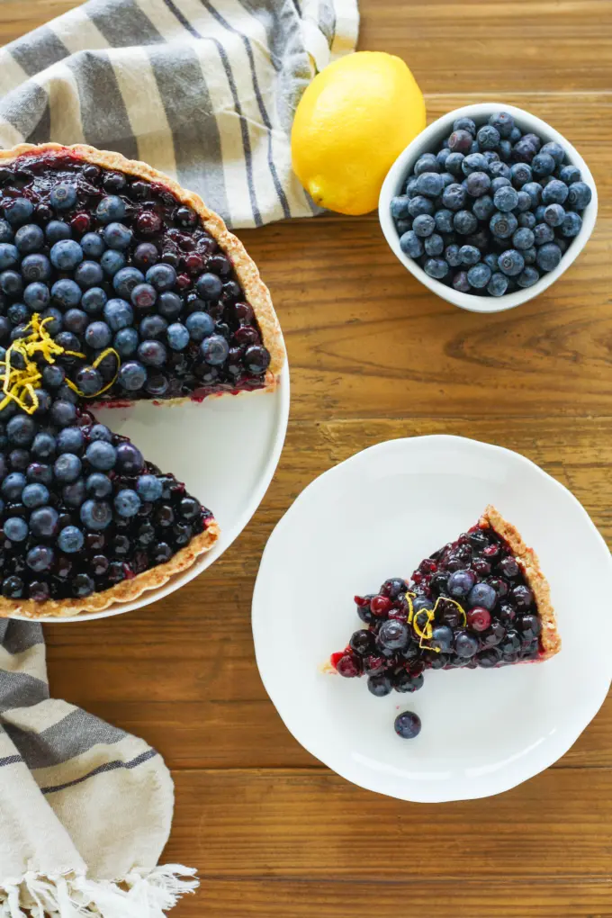 Overhead shot with a slice on a plate