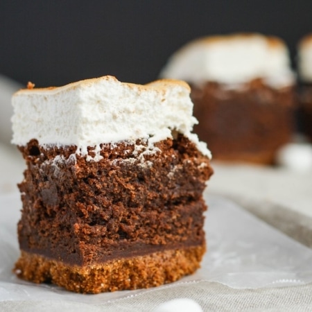 Close up of a s'mores brownie.