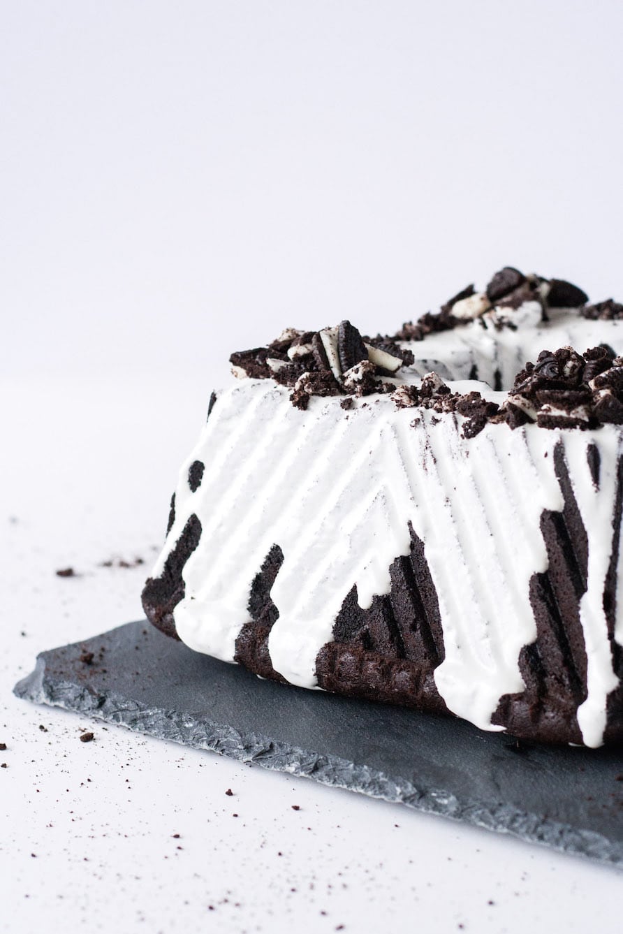 Close up of the side of the Bundt cake.