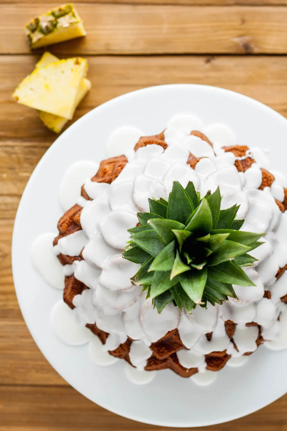 Overhead shot of the glazed bundt.