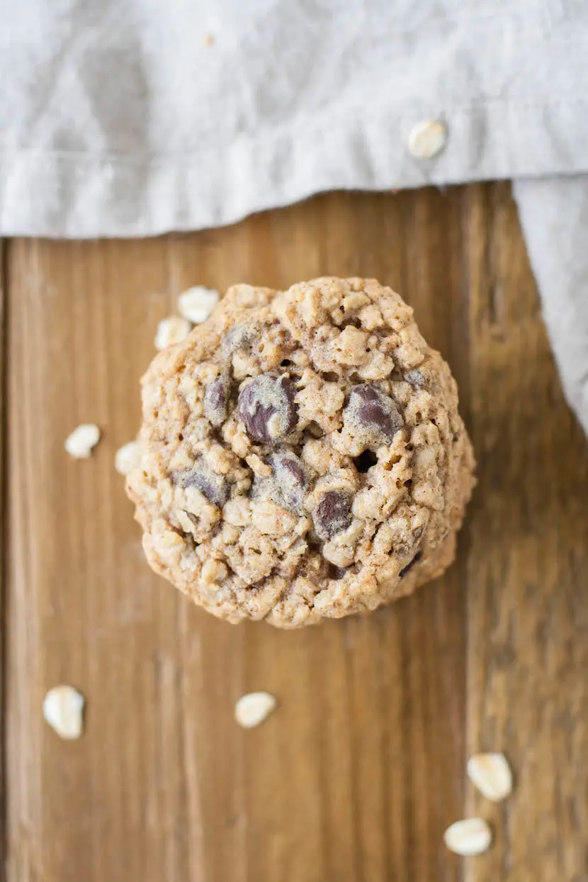 Oatmeal chocolate chip cookies top down,