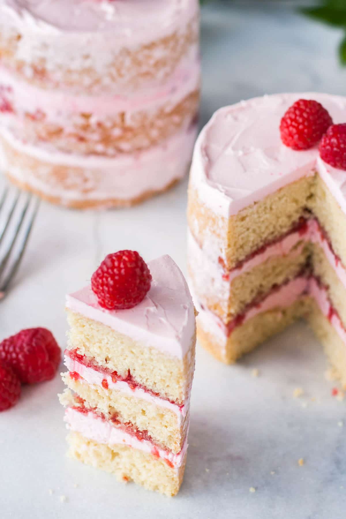 Cake with a slice taken out.