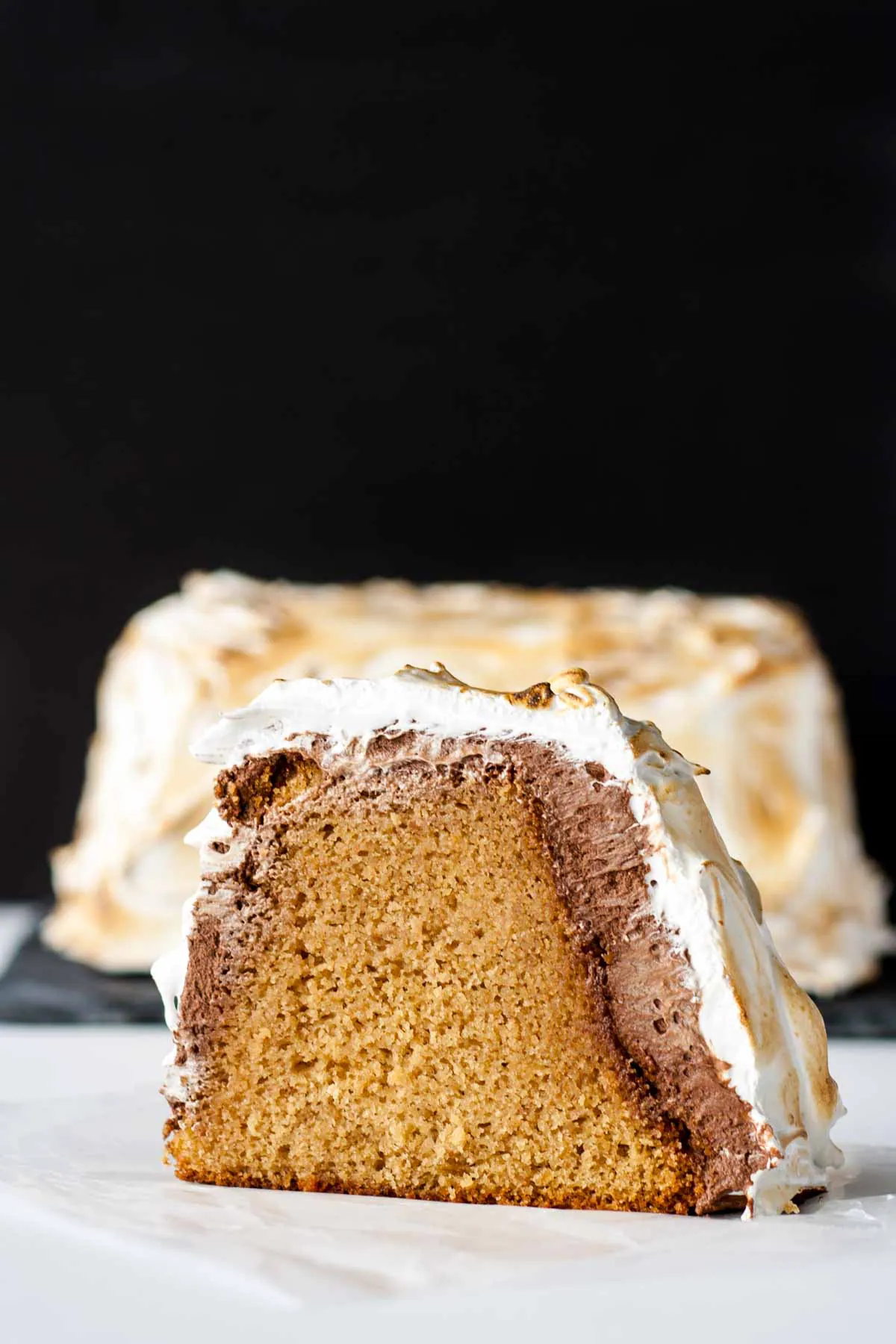 A close up of a slice of cake on a plate