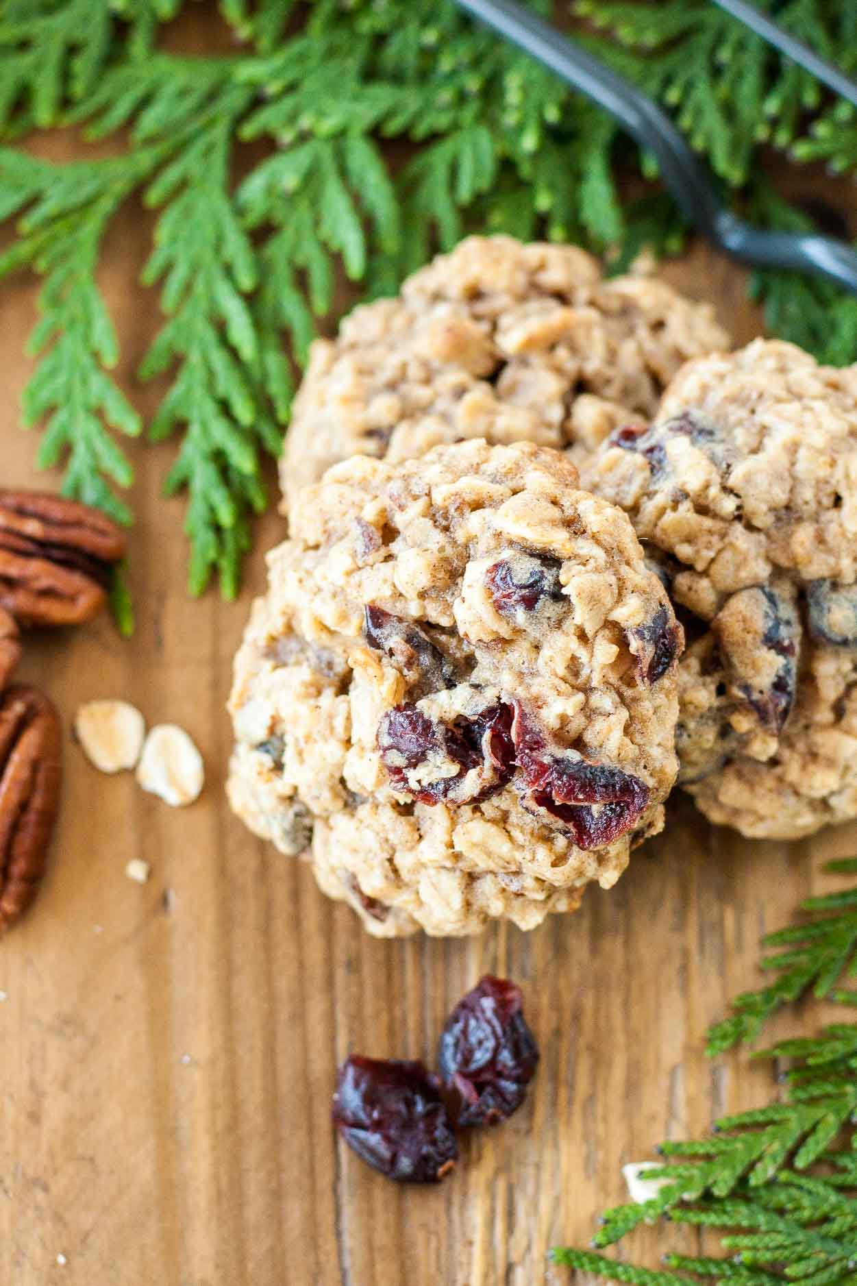 Cookies on a wooden table.