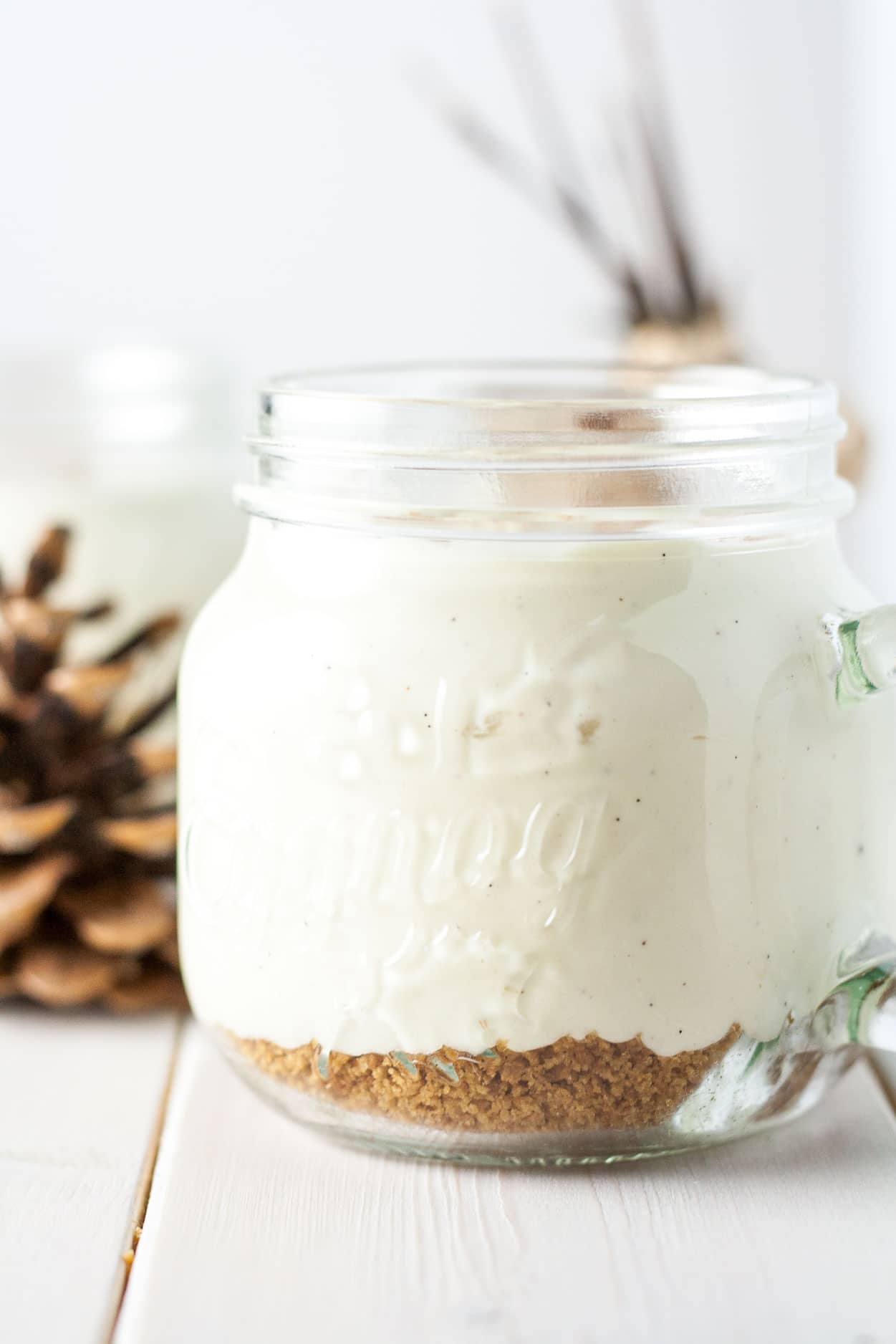 Eggnog mousse on a white background.