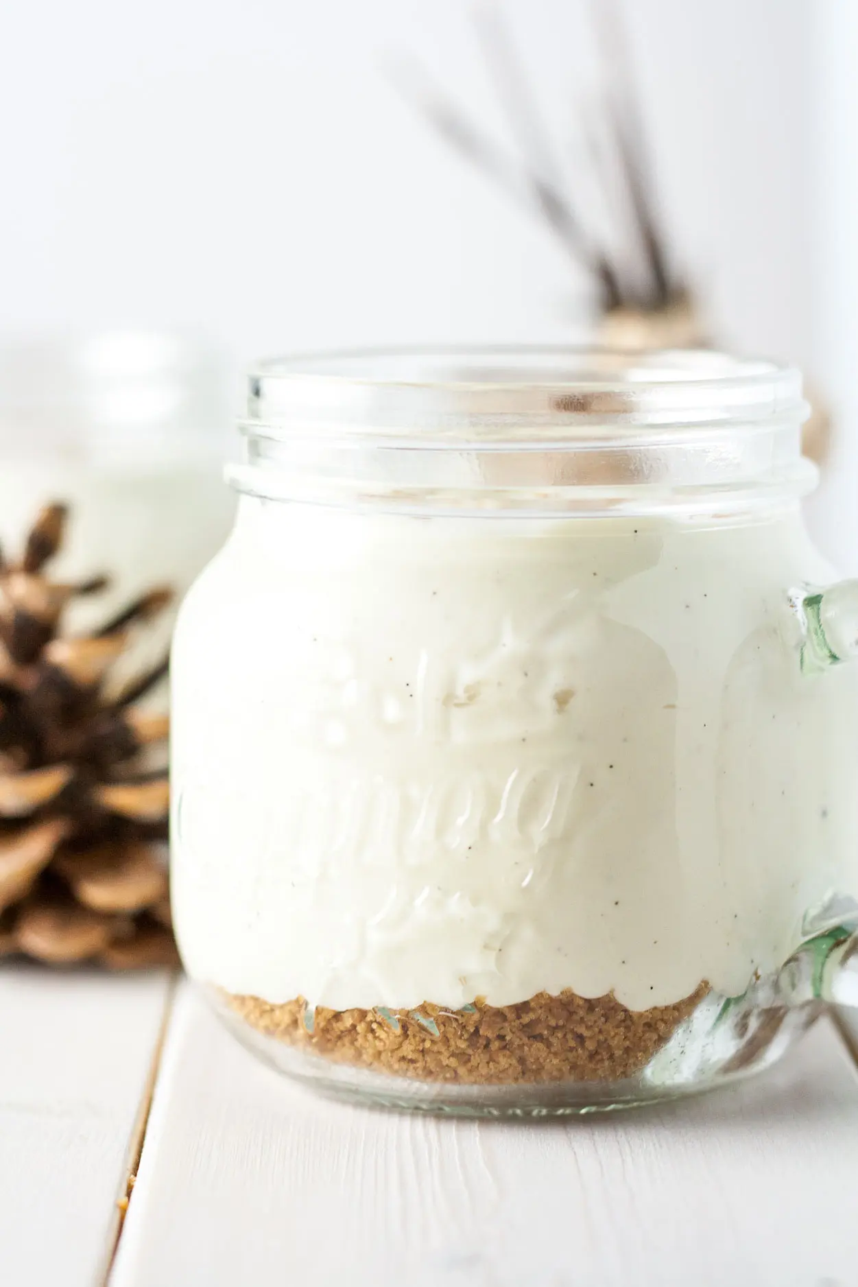 Eggnog mousse on a white background.