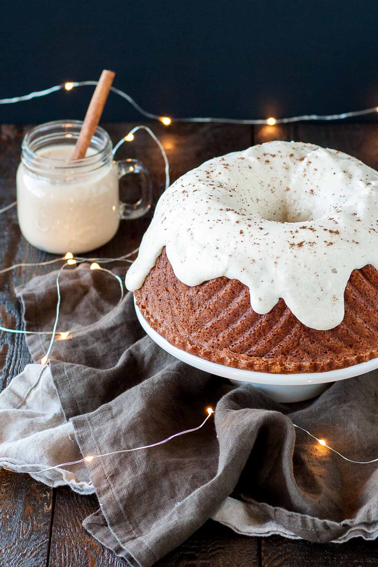 Overhead shot of the Bundt cake.