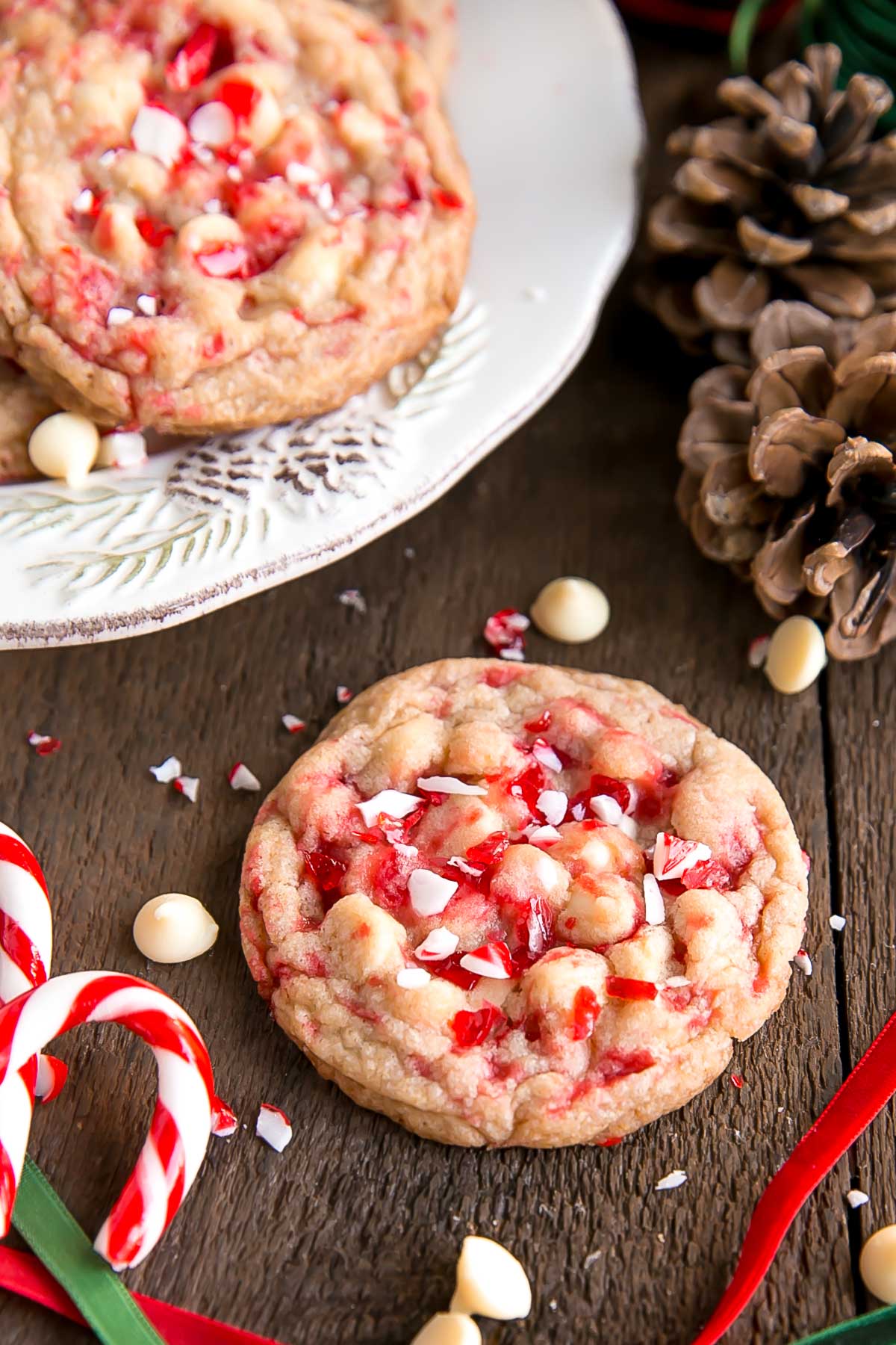 Chewy White Chocolate Candy Cane Cookies 