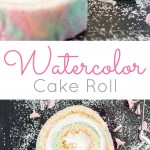 An easy way to fancy up a classic swiss cake roll with a pretty watercolor pattern. | livforcake.com