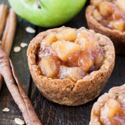 Close up of an apple cookie cup