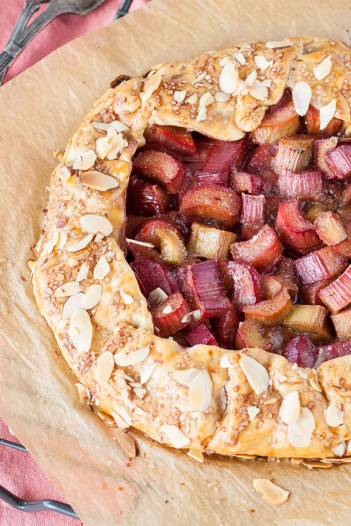 Close up of the rhubarb in the galette.