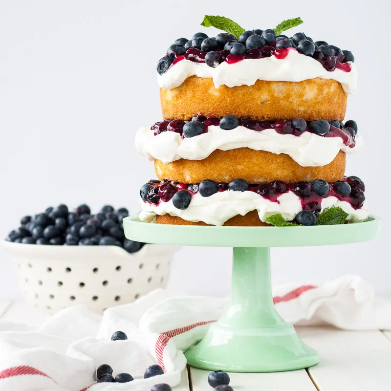 A Stunning Spring Lemon Blueberry Cake | The Inspired Home