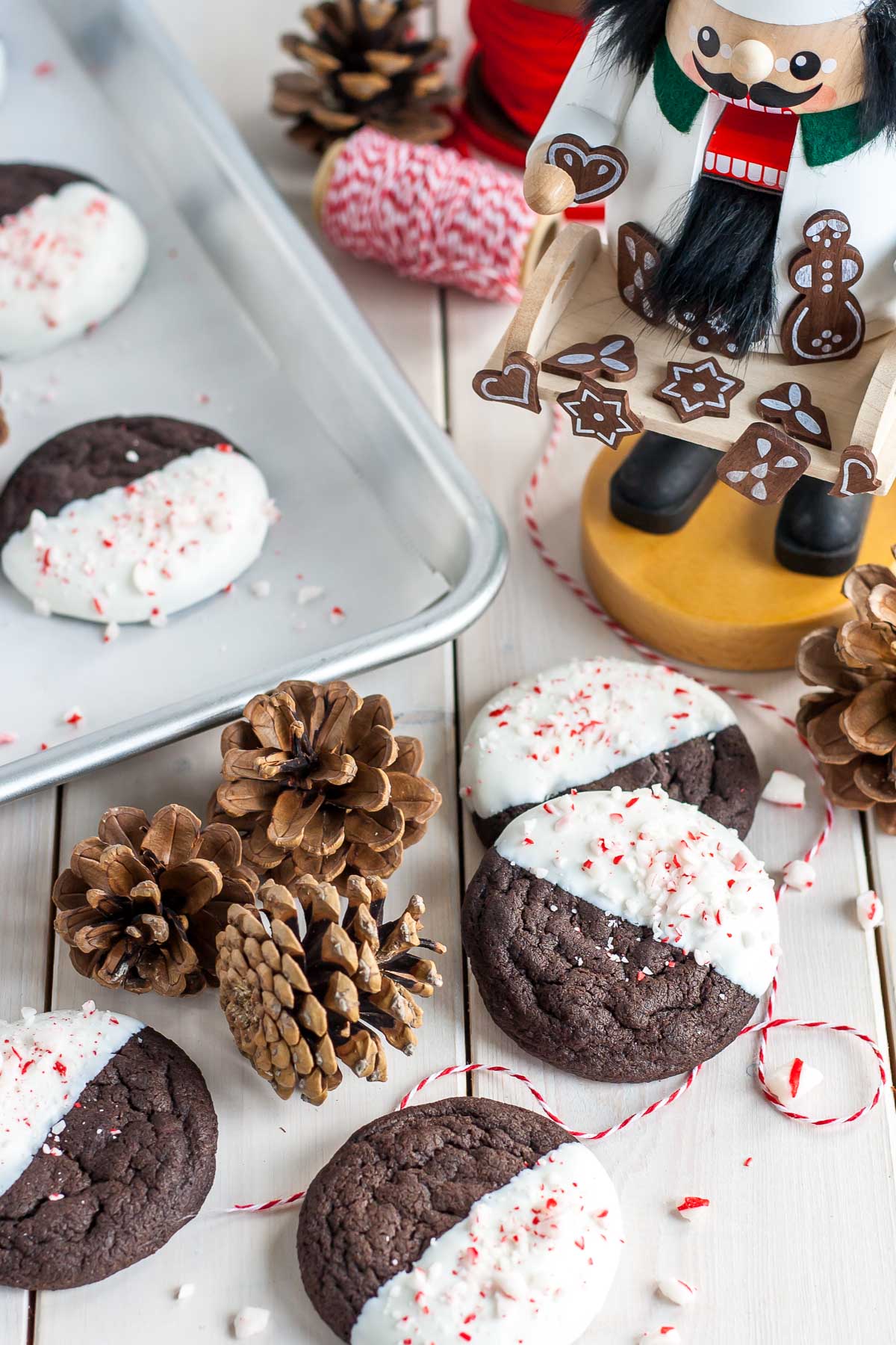 Chocolate dipped candy cane cookies