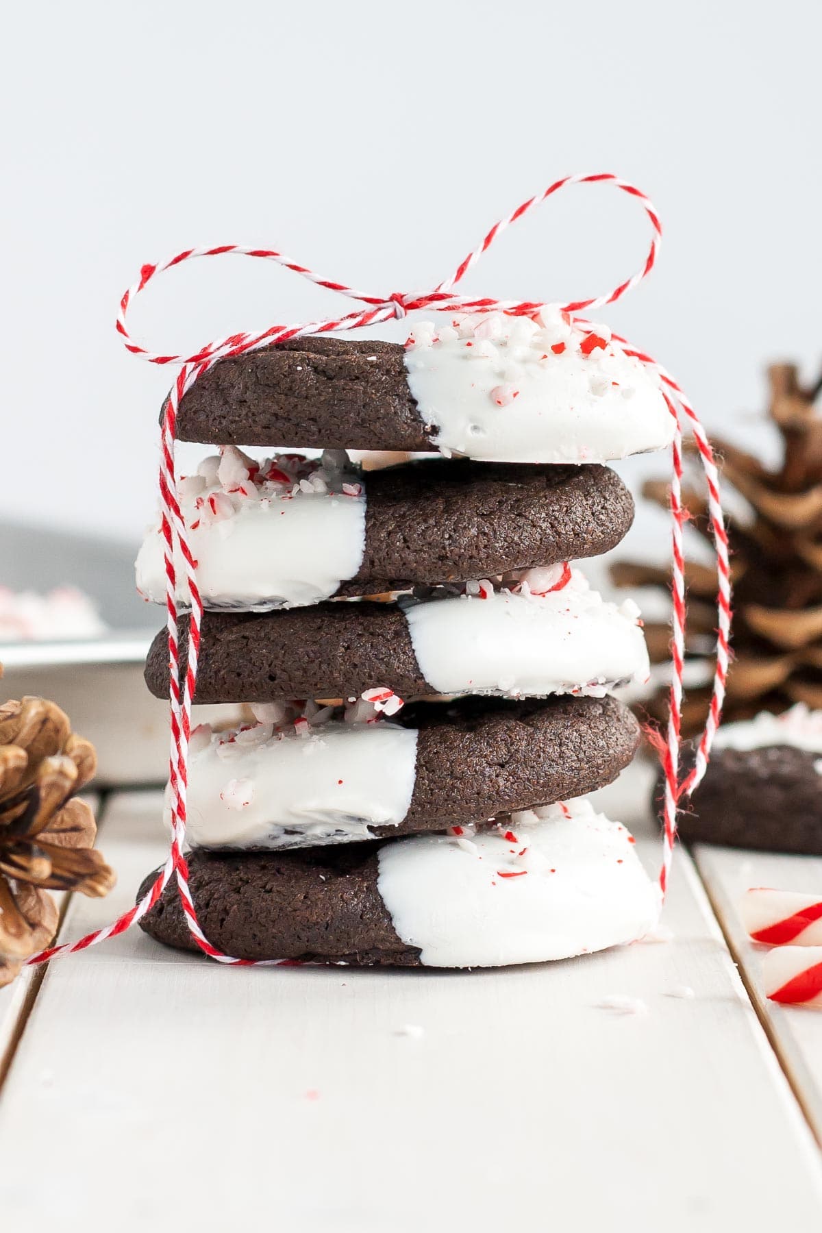 Stack of Dark Chocolate Candy Cane Cookies