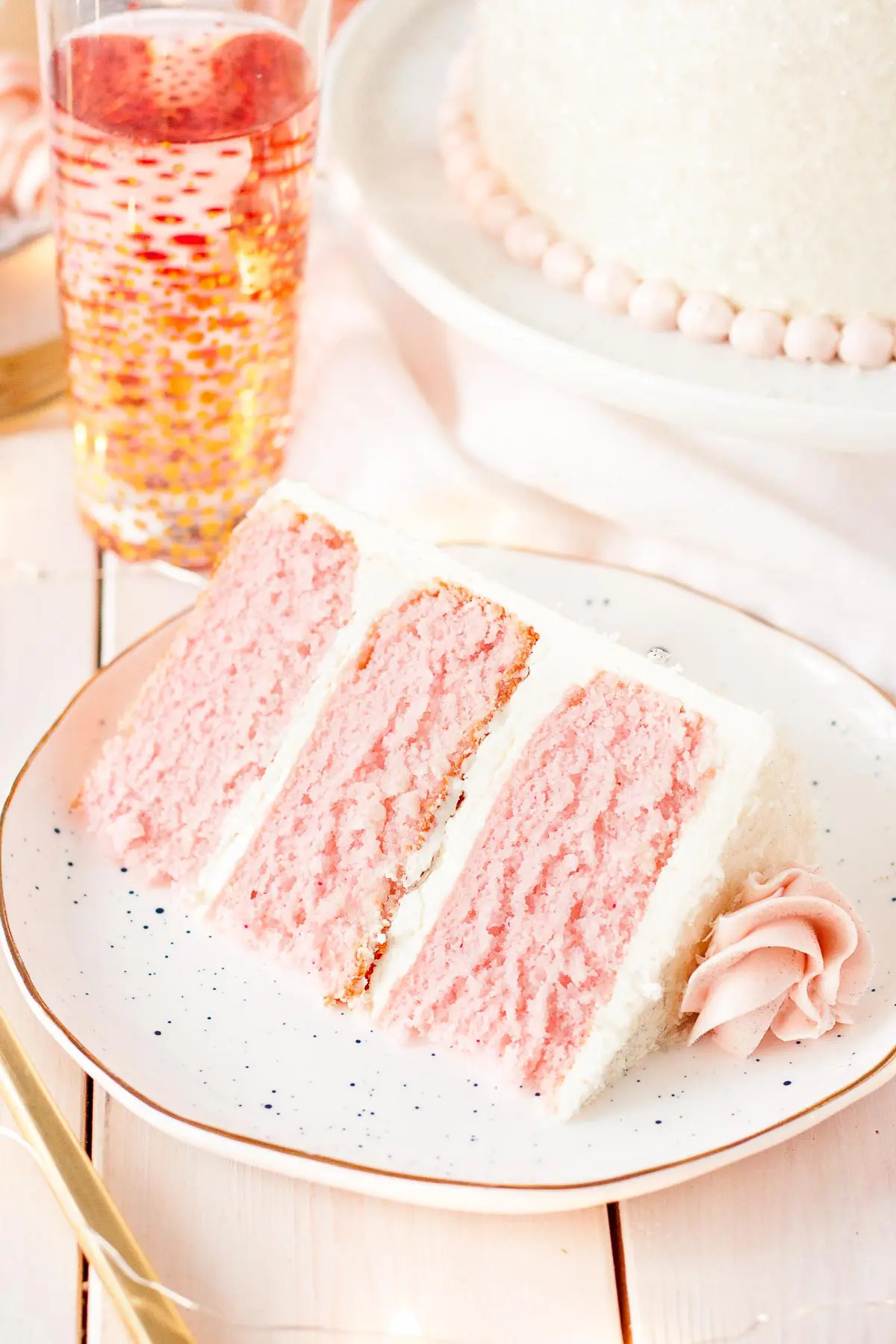 Pink Champagne and Gold Leaf Layer Cake and Cupcakes - Sprinkle Bakes