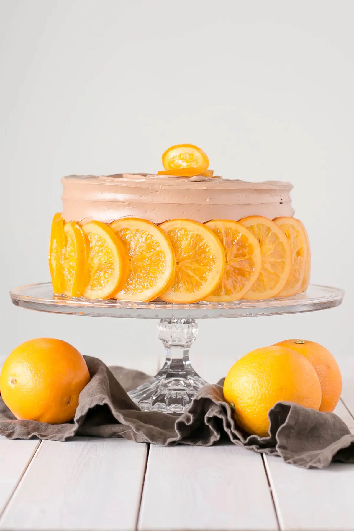 Cake on a glass cake stand.