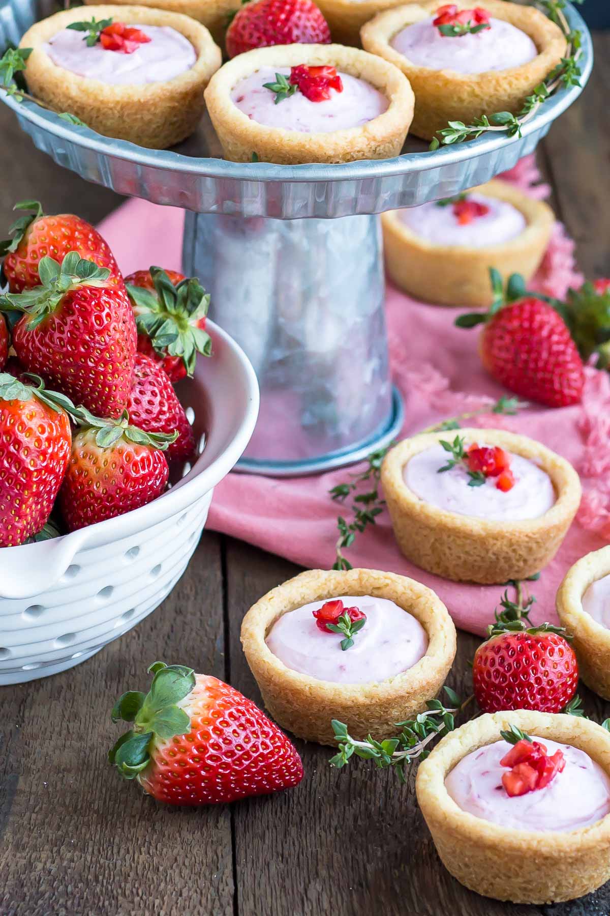 cookie cups and strawberries