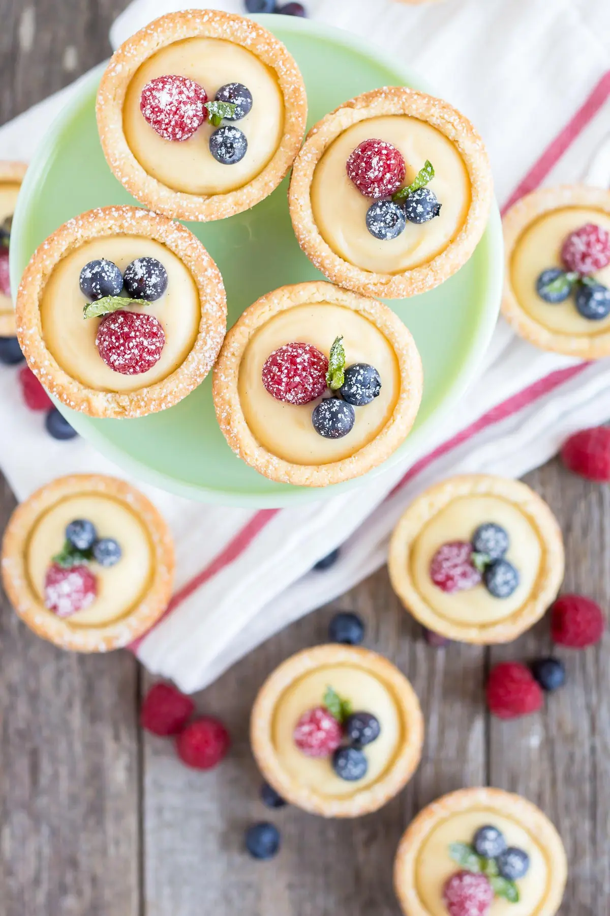 Overhead shot of cookie cups on a table.