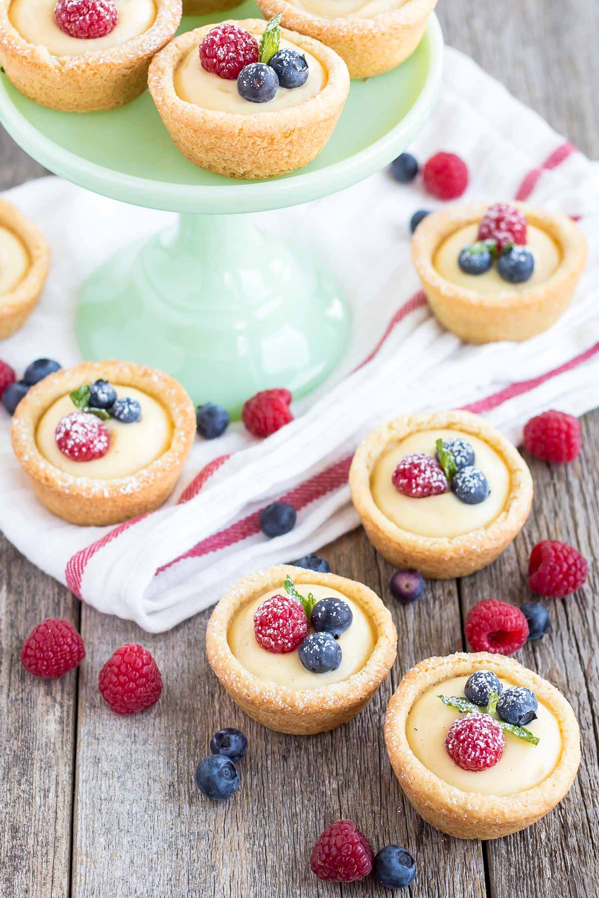 Cookie cups on a wooden table.