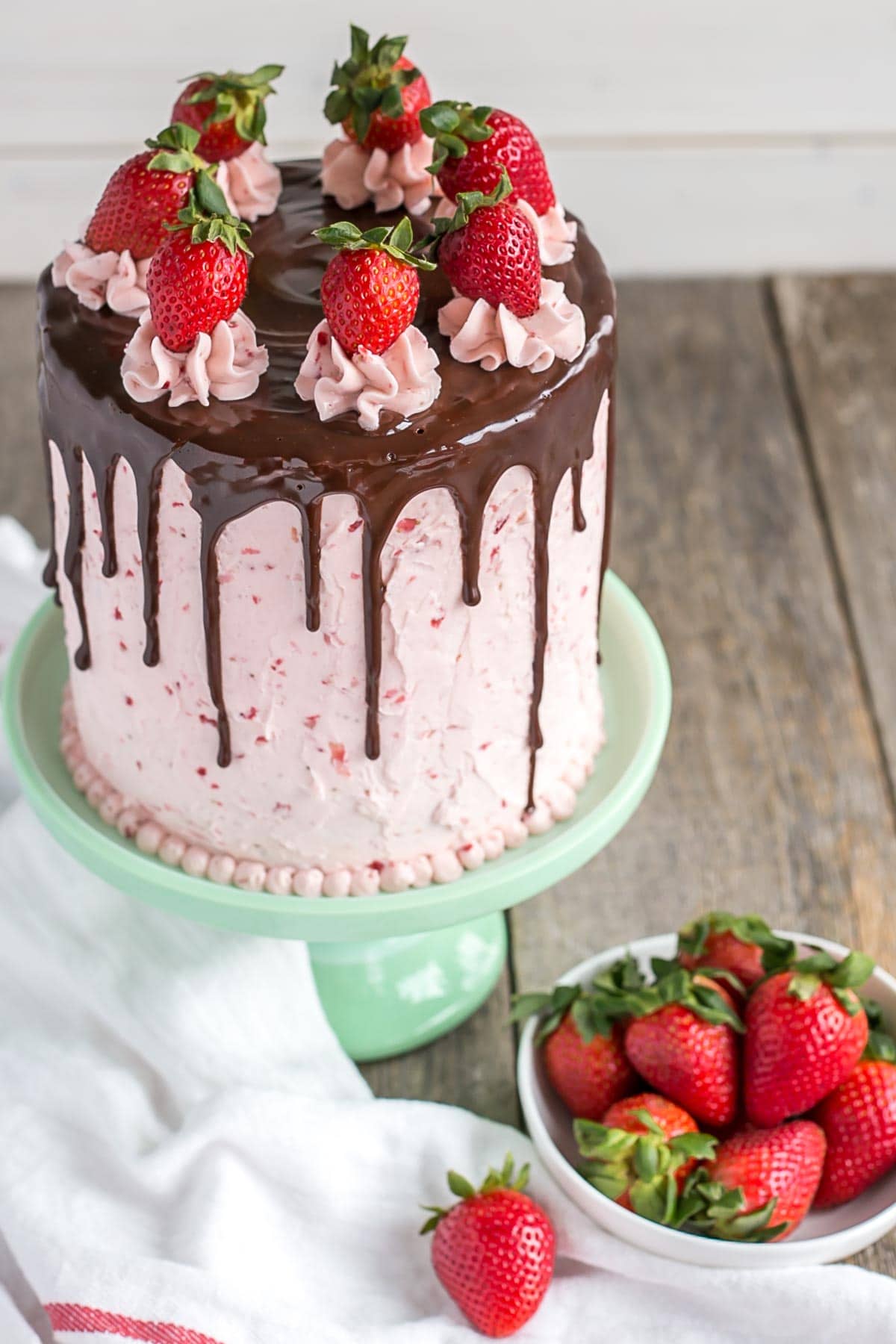 Rich chocolate and strawberry cake