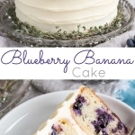 The delicious combination of bananas and blueberries gets paired with a tangy cream cheese frosting in this Blueberry Banana Cake. | livforcake.com