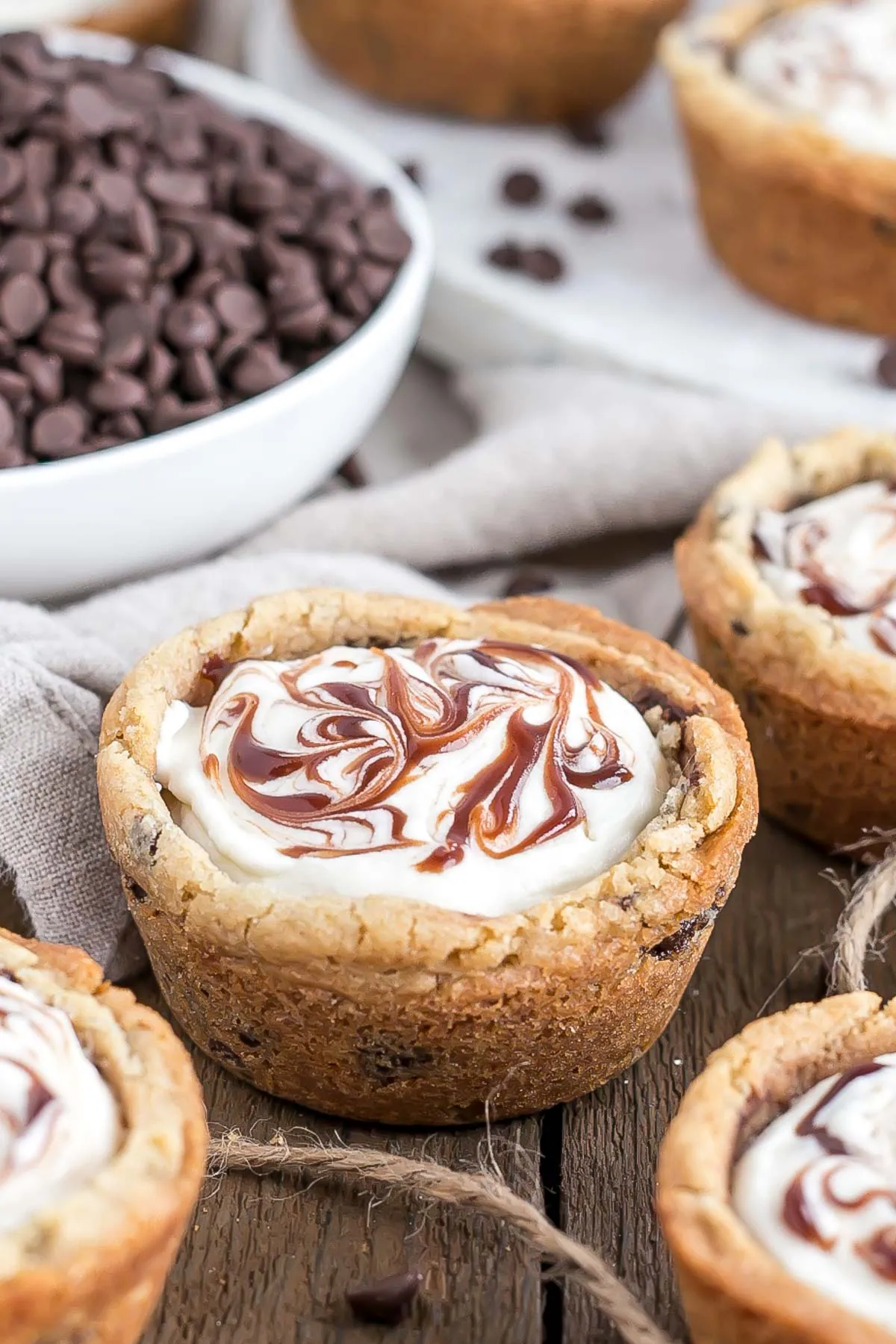 Cookie cup with a chocolate swirl