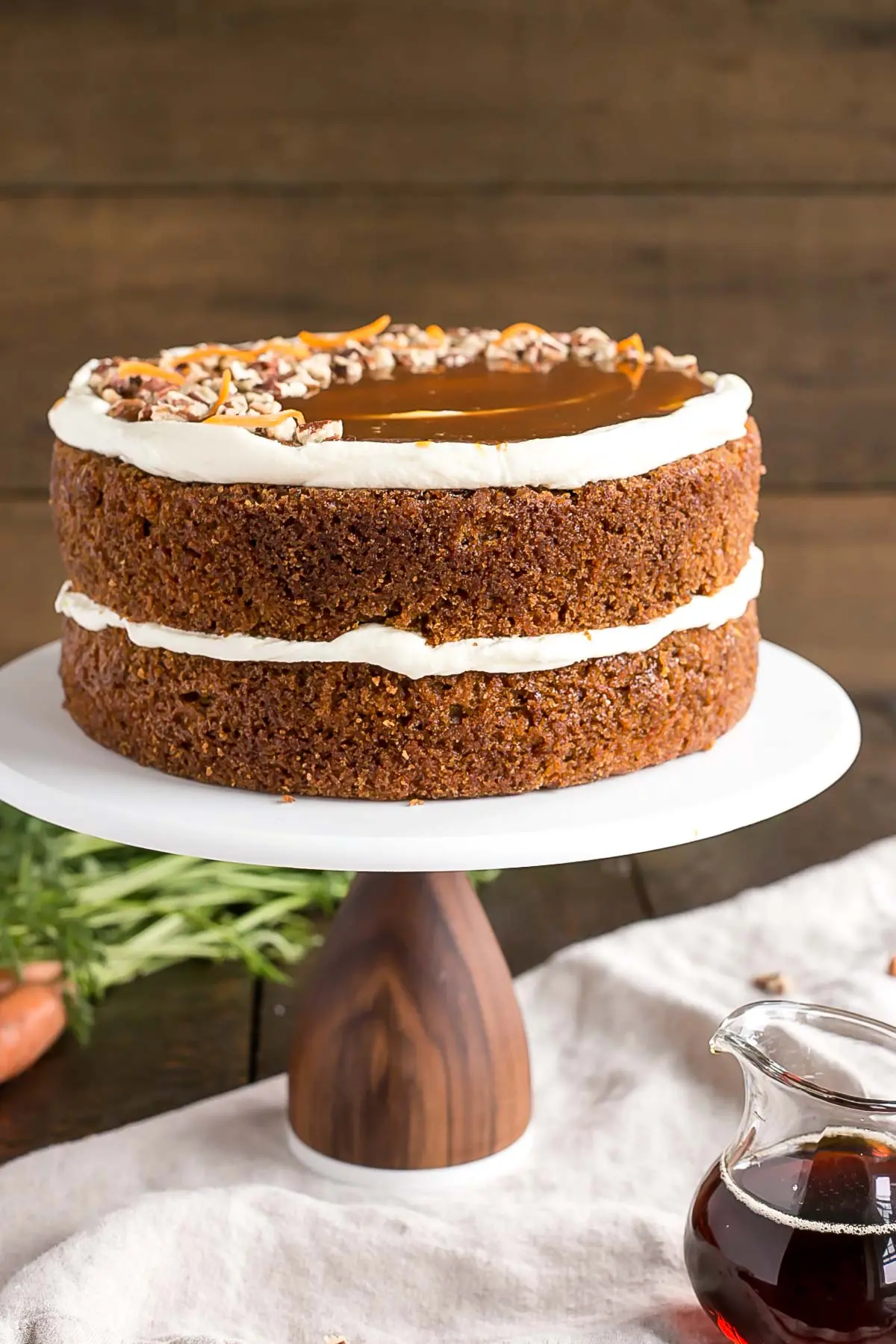 Angle de vue du gâteau aux carottes.