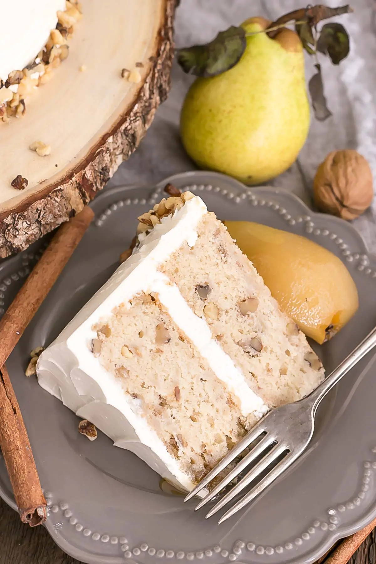 Slice of cake on a plate.