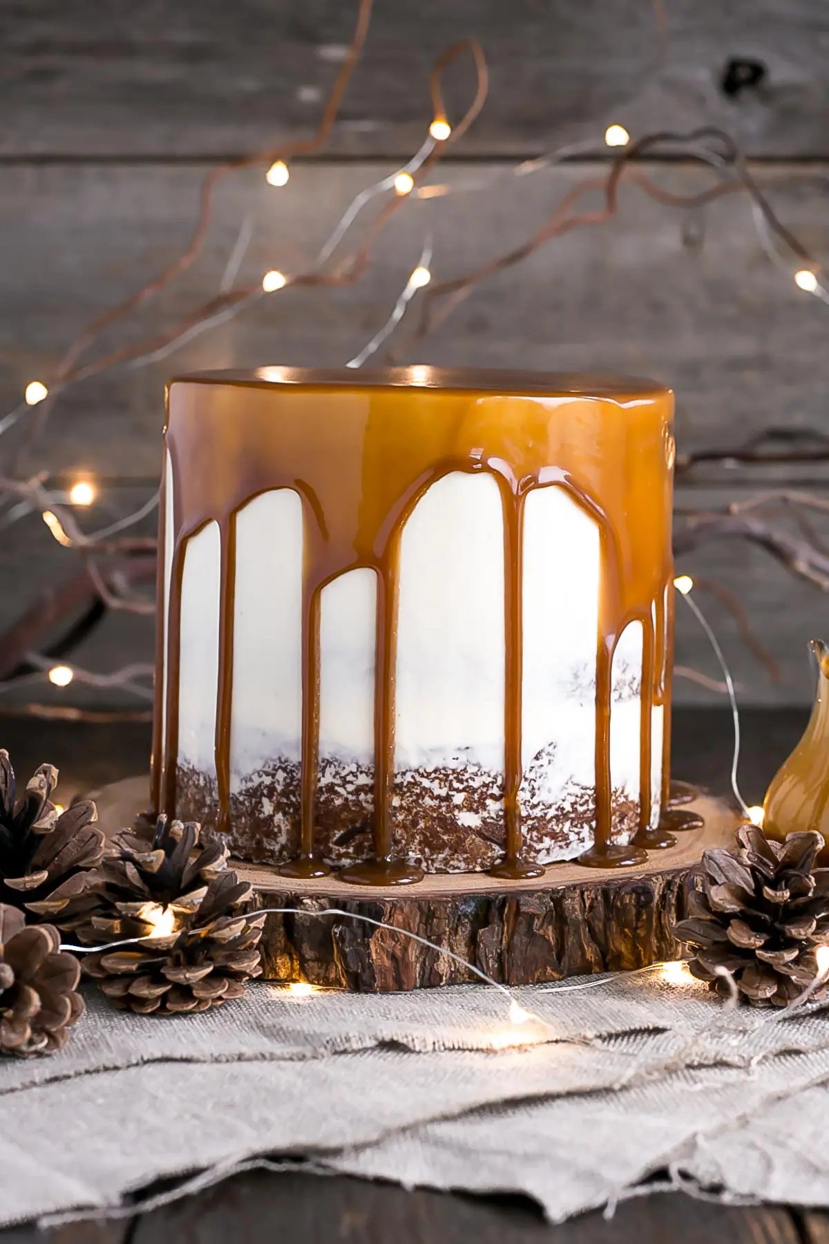 A cake sitting on top of a wooden table