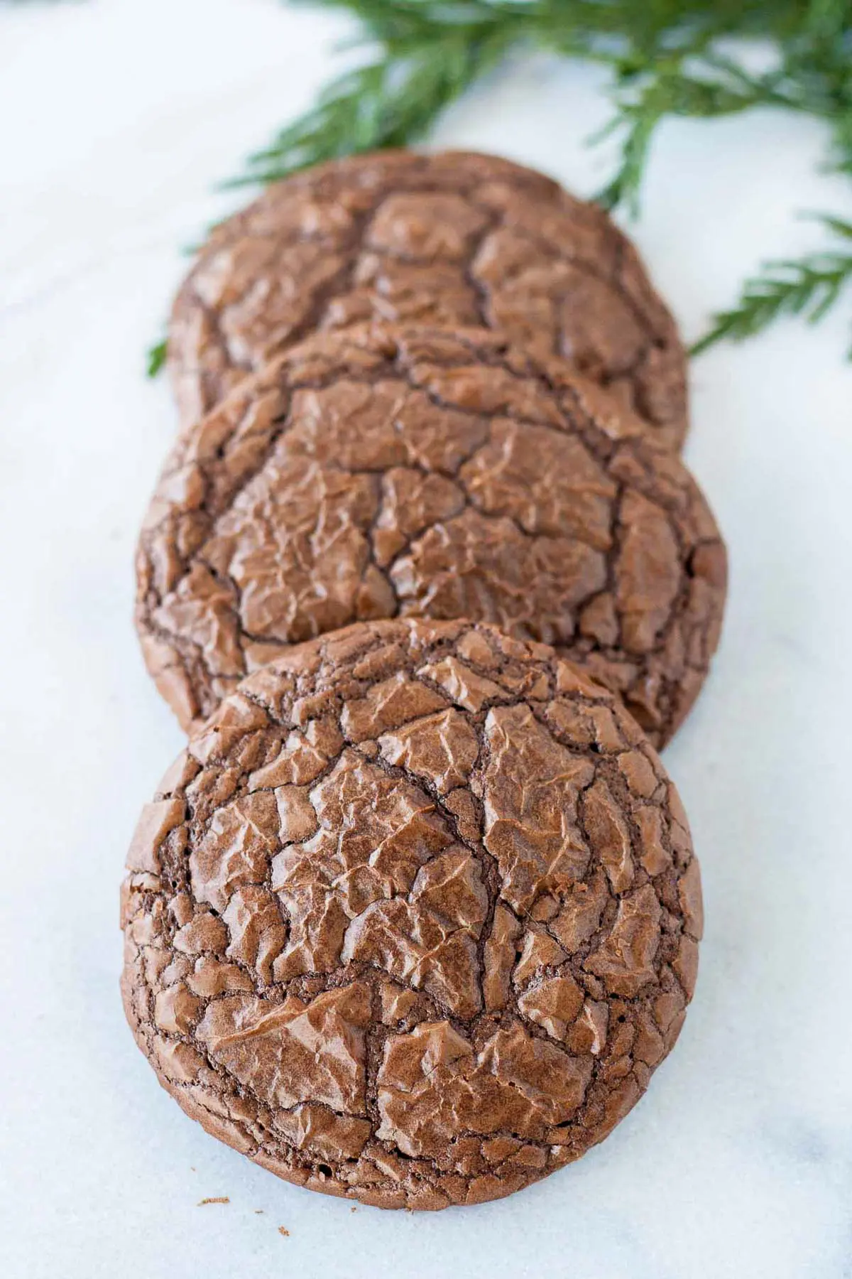 Brownie cookies stacked.