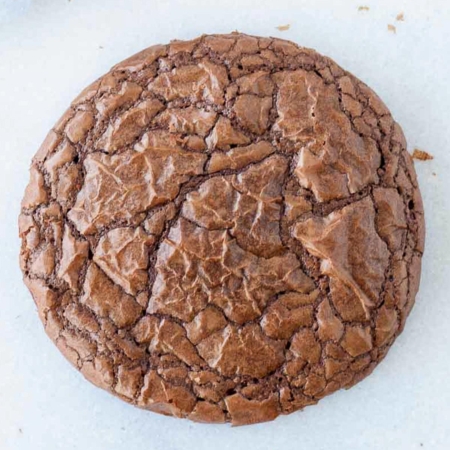 A close up of a cookie