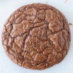 A close up of a chocolate cookie