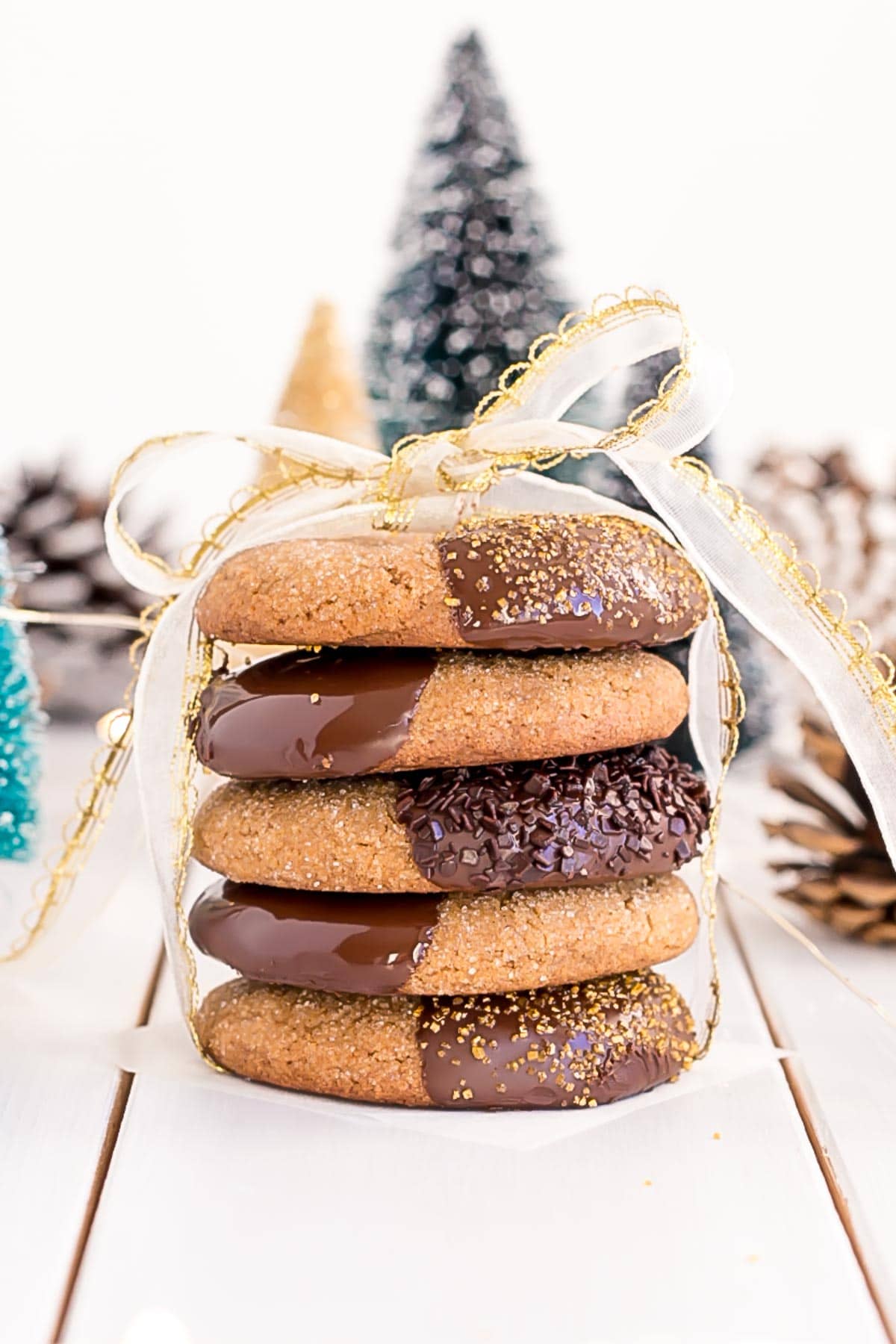 Stack of Chocolate Dipped Gingerbread Cookies 