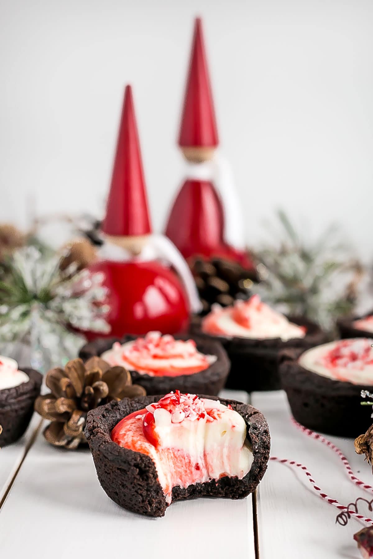 Cookie cups with holiday decor.