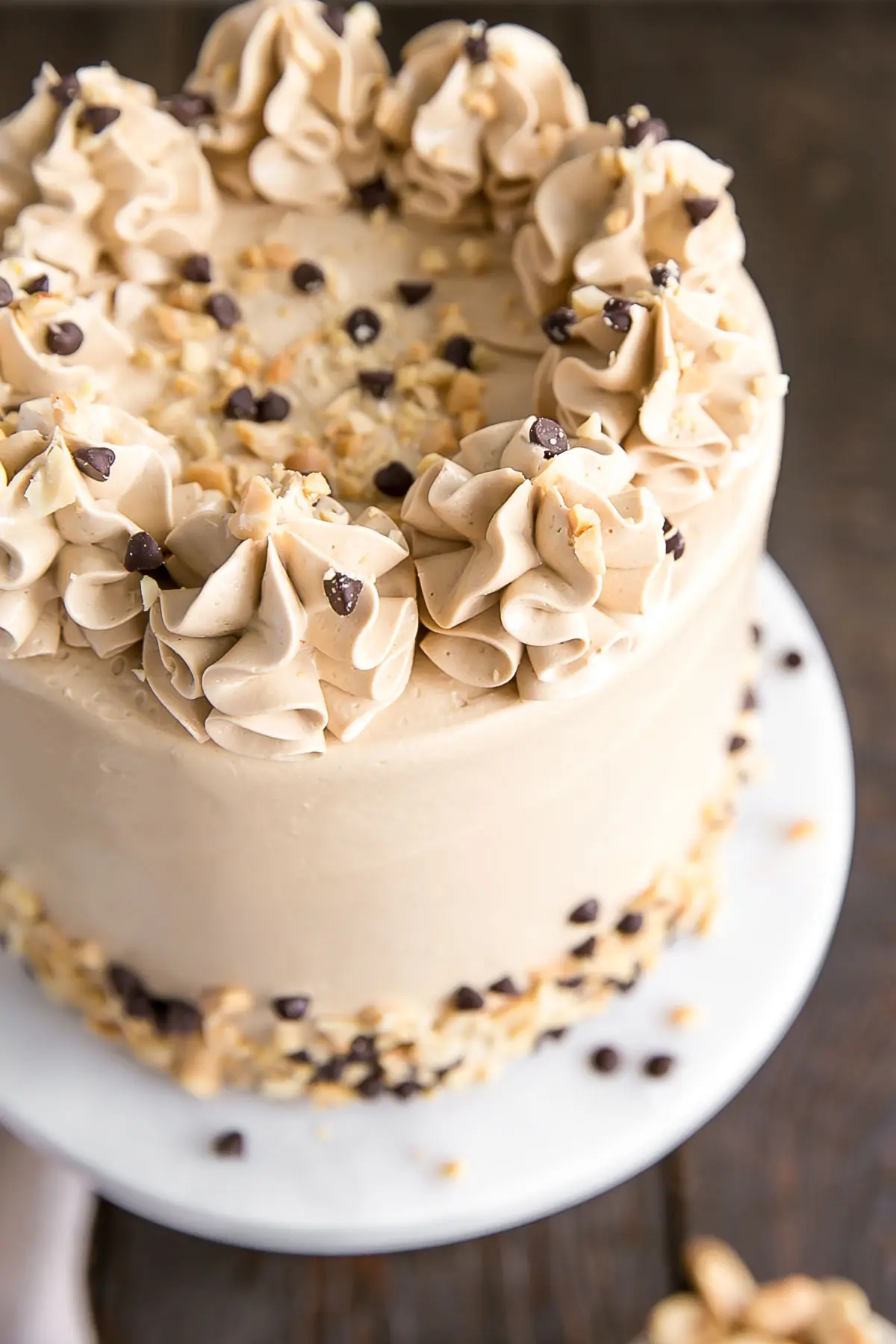 Vegan) Banana Cake with Peanut Butter Chocolate Chip Frosting - Food By The  Gram