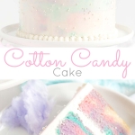 This Cotton Candy Cake has pretty marbled layers of light and fluffy cake paired with a cotton candy buttercream! | livforcake.com