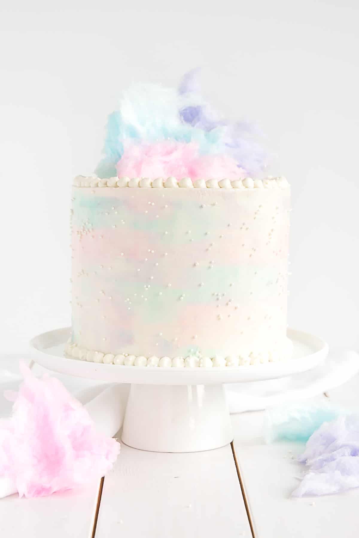 Cotton Candy Cake with cotton candy buttercream.