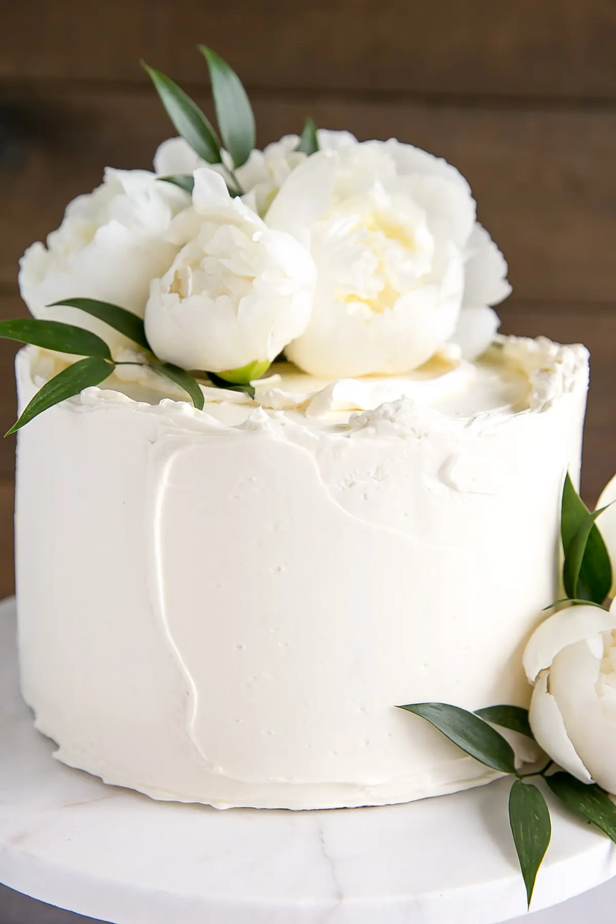 Lemon Elderflower Cake close up. Lemon cake with elderflower buttercream.