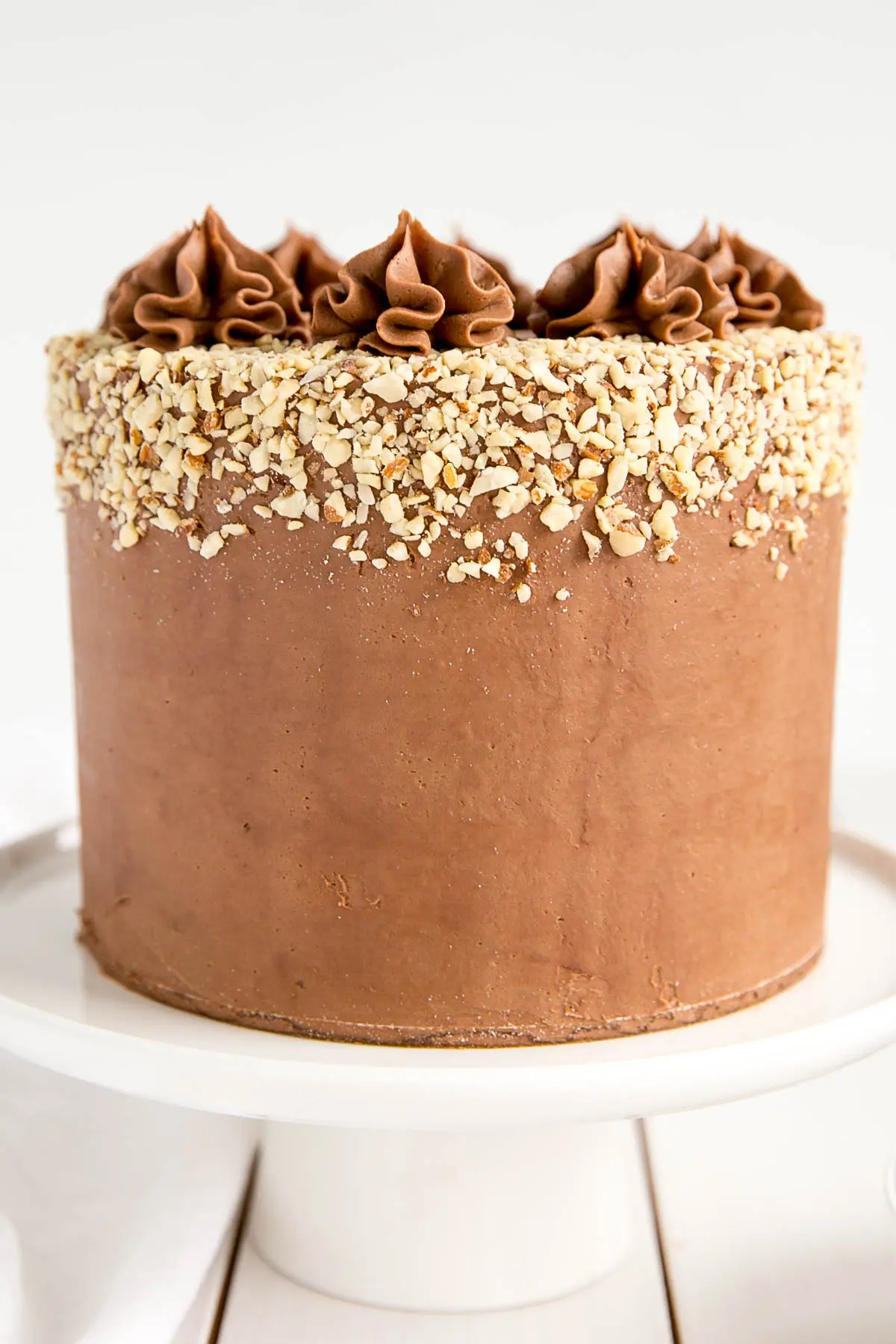 Close up a Milk Chocolate Almond Cake.