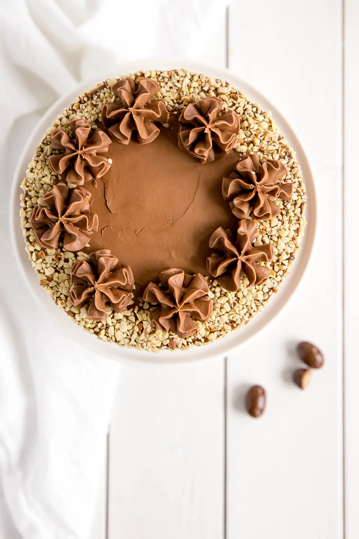 Overhead picture of the Milk Chocolate Almond Cake.