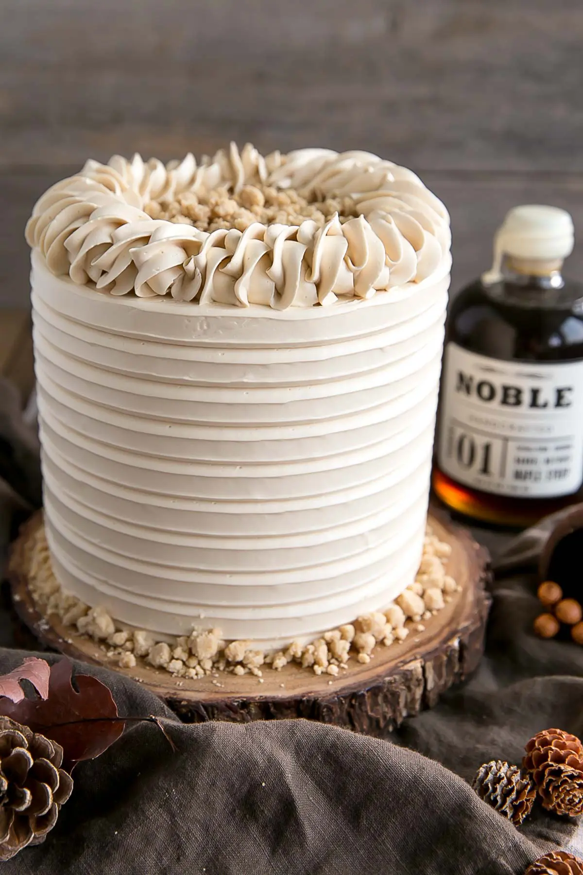 Maple layer cake made with pure maple syrup.
