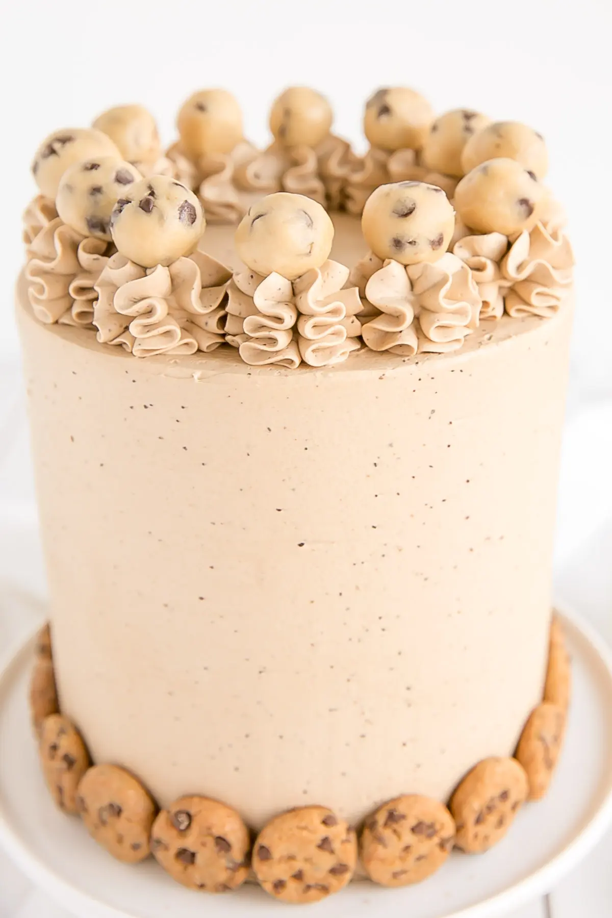 Chocolate Chip Cookie frosting, chocolate chip cake layers, and cookie dough filling.